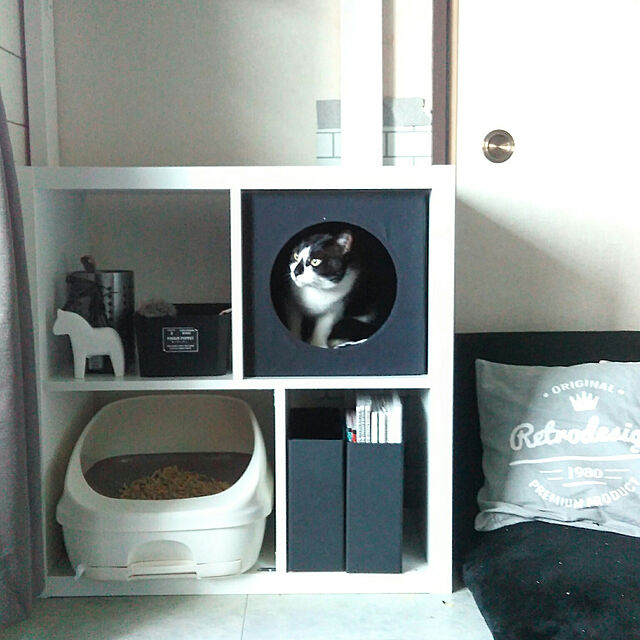 yuuのイケア-【IKEA -イケア-】LURVIG -ルールヴィグ- キャットハウス ブラック 33x38x33 cm 猫の遊び場 (603.765.52)の家具・インテリア写真