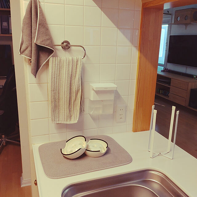 takayのSanleaves-水切りマット 抗菌 速乾吸水マット 食器乾燥マット 丸めて収納 キッチン マイクロファイバー 水切り マット Sanleaves 35x45cm グレーの家具・インテリア写真