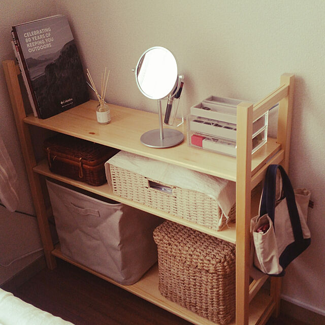 mihoの無印良品-パイン材ユニットシェルフ奥行２５ｃｍタイプ・８６ｃｍ幅・小の家具・インテリア写真