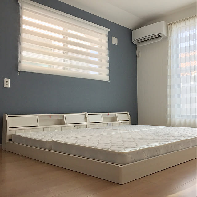Haruhomeのニトリ-タブレット対応フラップ式シングルベッド+ボンネルマットレス(ボンネルマットツキ WH) の家具・インテリア写真