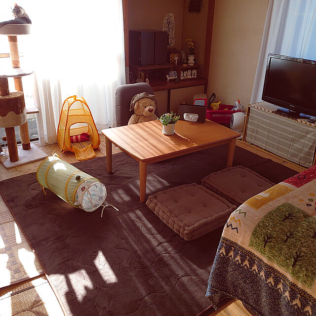 fukuの-こたつ布団 上掛け 正方形 洗える ギャッベ柄 レッド 約195×195cmの家具・インテリア写真