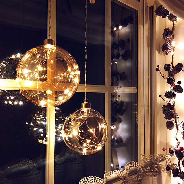 pariの-LEDライト GLASS スムース ボール 2色【クリスマスツリー Xmas Christmas 装飾 飾り ボール おしゃれ インテリア ガラス雑貨 ディスプレイ LEDライト】002の家具・インテリア写真