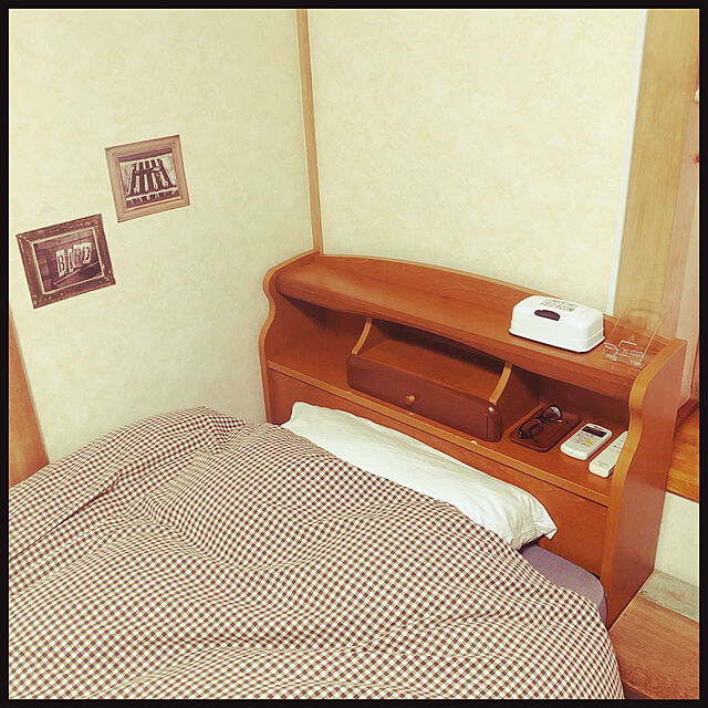 reiraの無印良品-オーガニックコットン洗いざらし掛ふとんカバー・Ｓ／ブラウンチェックの家具・インテリア写真