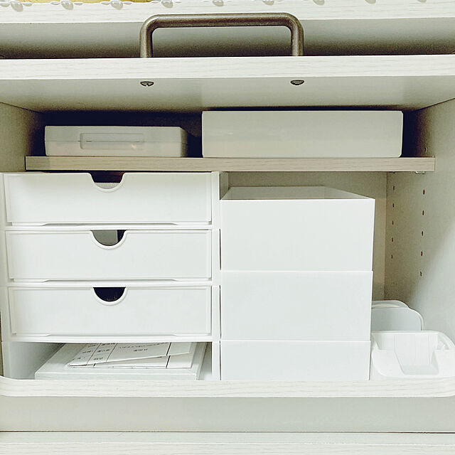mommyの山善-山善(YAMAZEN) 収納ボックス 木製 おうちすっきりボックス オープンボックス 取っ手付き ホワイトウォッシュ ECSB-3140D(JW)の家具・インテリア写真