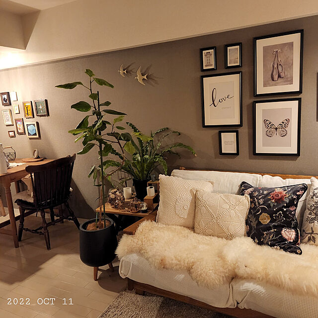 kikiの-植木鉢 カバー ファイバークレイ 丸型 背高 ロータイプ脚付き 30×41 ブラックの家具・インテリア写真