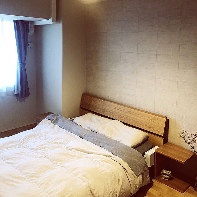 mizo10の無印良品-インド綿高密度サテン織ホテル仕様ボックスシーツＤ／オフ白 Ｄ／チャコールの家具・インテリア写真