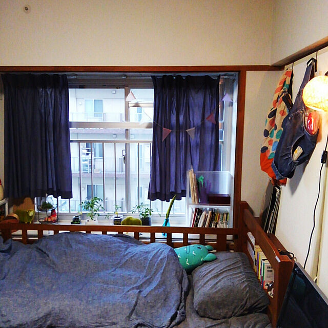 tenの無印良品-綿デニムプリーツカーテン／ネイビーの家具・インテリア写真