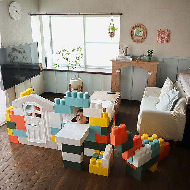 Yuyuの-HAENIM TOY マカロン ビッグ ブロック 74ピース セット 大きい カラフル カラーブロック ドア付 おもちゃの家具・インテリア写真
