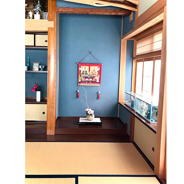 mamyuの-75cm 縮緬タペストリー　雛　レッド日本製　雛祭り壁飾りひなまつり・お雛様ウォールアートの家具・インテリア写真