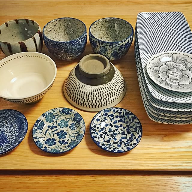 Tsubasaのヴィンテージ-白山陶器 波佐見焼 重ね縞 長焼皿 25.5×11.5cm 和食器 角皿 シンプル ブルー ギフト セット プレゼント tomofacの家具・インテリア写真