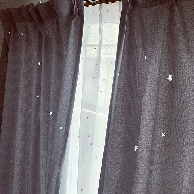 pecoの-レースカーテン 刺繍 ボイルレース おしゃれ 星 月 かわいい RH412星と月 幅100×丈103・133cm 幅150×丈176・198cm CSZの家具・インテリア写真