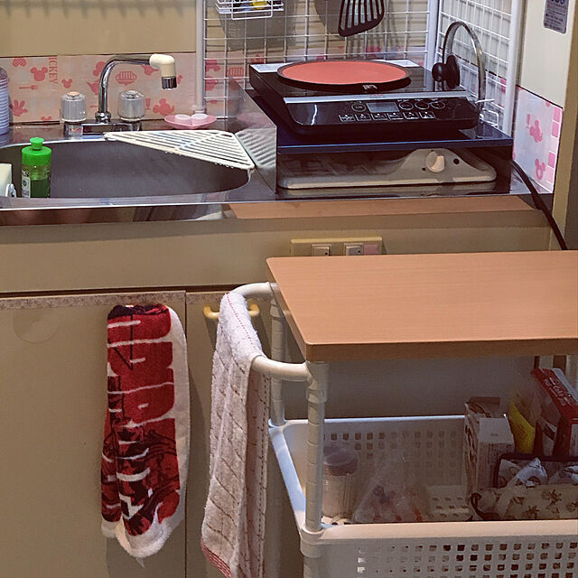 shanmugiのアイリスオーヤマ-アイリスオーヤマ 調味料ラック キッチンワゴン メタルポール 木天板テーブル 取っ手付き 3段 幅22cm スリム ホワイト/ビーチ MKW-WT3Sの家具・インテリア写真