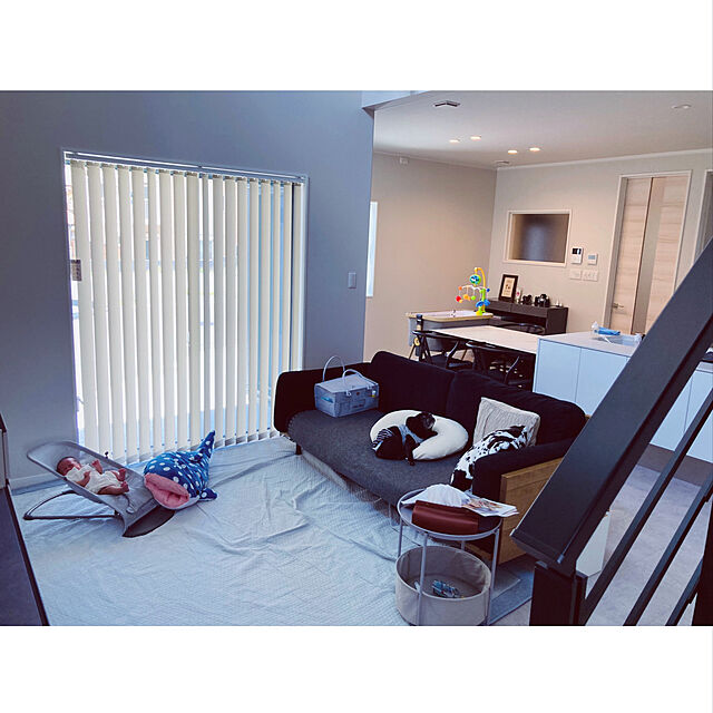 BOSS__Rinのエムール-エムール イブル プレイマット キルティングマット ラグ カーペット マット 約200×200cm アイボリー 洗える 綿100％ マルチカバー キルト ベビー 赤ちゃんの家具・インテリア写真