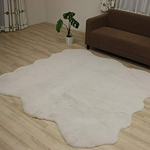 youaiのインテリアショップゆうあい-ムートンラグ ムートンフリース ムートン フェイクファー ふわふわラグ 約180×180cm （6匹サイズ） カーペット マット Mouton 絨毯 手洗い可能 短毛タイプ フェイク (Y)の家具・インテリア写真