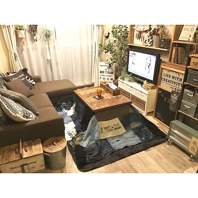 airararaのニトリ-組み替え自在 布張りカウチソファ(NポケットS4 FM-DGY) の家具・インテリア写真