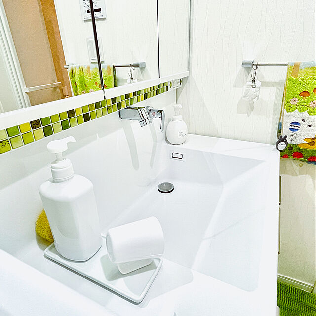 ruruのマスターリンクス-【 Dream Sticker 】 モザイクタイルシール キッチン 洗面所 トイレの模様替えに最適のDIY 壁紙デコレーション ALT-11 (ソフトグリーン, 1枚)の家具・インテリア写真