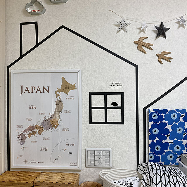 felicityの-木目がかっこいい寄木風「日本地図」ポスター A2サイズ 室内用 インテリア 知育の家具・インテリア写真