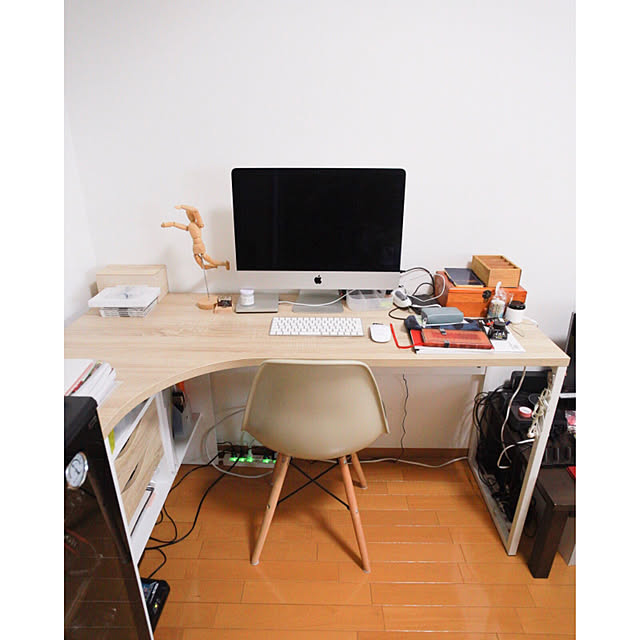 写真付きレビュー パソコンデスク デスク おしゃれ L字 Pcデスク コーナーデスク L字型 収納 棚 ワークデスク 引き出し付き オフィスデスク ハイタイプ 学習机 L字デスク デンマーク 机 引き出し 勉強机 テレワーク 在宅 新生活の通販商品 口コミ情報 Roomclipショッピング