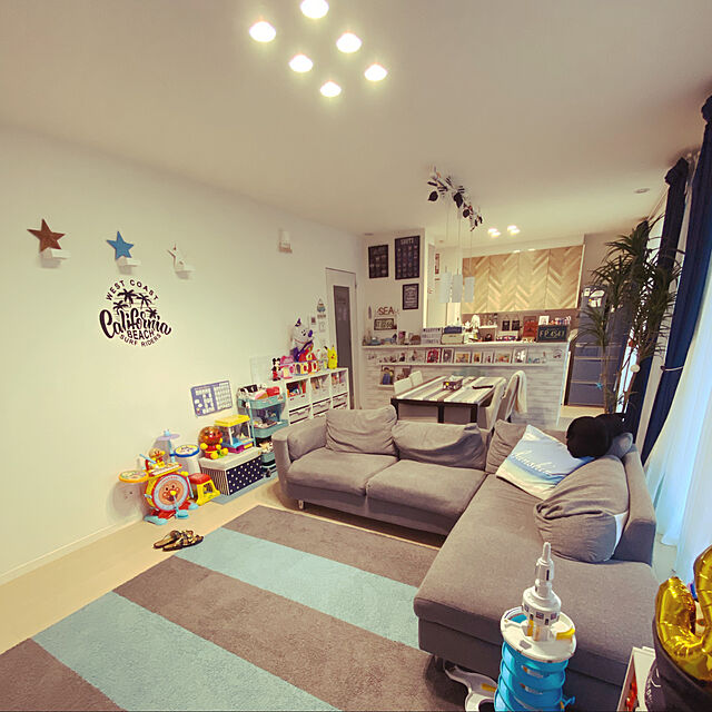 m.yui-roomのニトリ-タイルカーペット 4枚セット(シャギー GY 40X40) の家具・インテリア写真