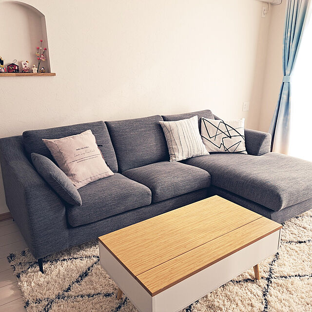 milkのニトリ-布張りカウチソファ(NポケットA15 LC DR-GY) の家具・インテリア写真