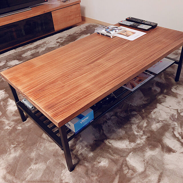 shinya1014の-テーブル ローテーブル リビングテーブル おしゃれ 木製 センターテーブル 収納 棚付き ヴィンテージ カフェテーブル インダストリアルの家具・インテリア写真