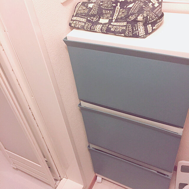 aaaのニトリ-バスケットが持ち運べるランドリー収納3段 ブルー の家具・インテリア写真