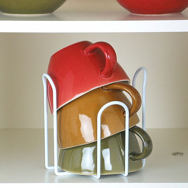 SunExcel の-［えつこの重ねて安心ラック M ］ 収納 キッチン 食器棚 お椀 お茶碗 カップ 地震対策 ホワイト 日本製の家具・インテリア写真