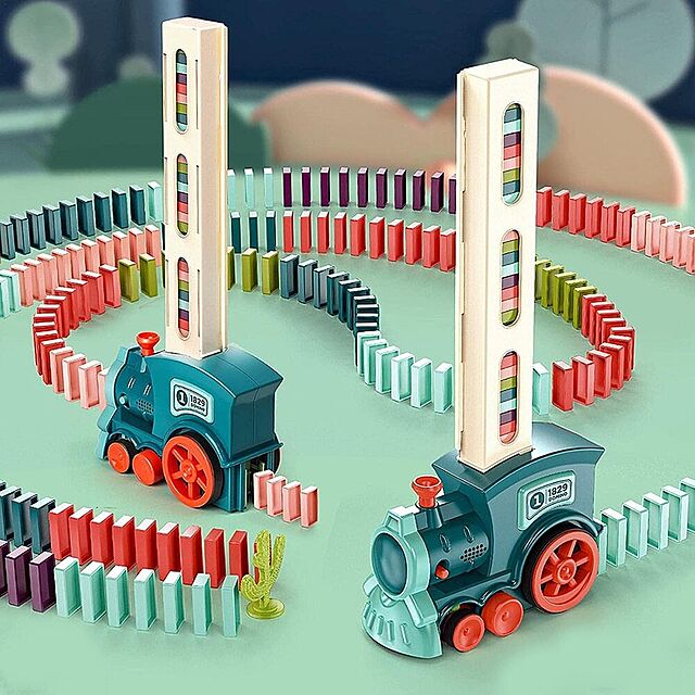 aiojapanの-玩具 ドミノ トレイン 自動 列車 機関車 電車 60個 おもちゃ ドミノカー 知育玩具 自動ドミノ倒し ドミノトレイン ブロック 知育 教育玩具 学習玩具の家具・インテリア写真
