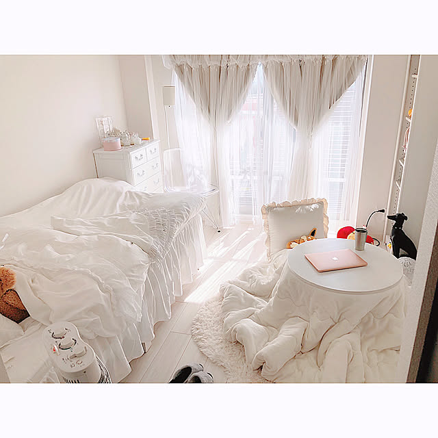belleの-Super Junior ベッドスカート おしゃれ ベッドスプレッド フリルデザイン 簡単フィット 伸縮ベッドラッフル 伸縮性フリル付 四季の家具・インテリア写真