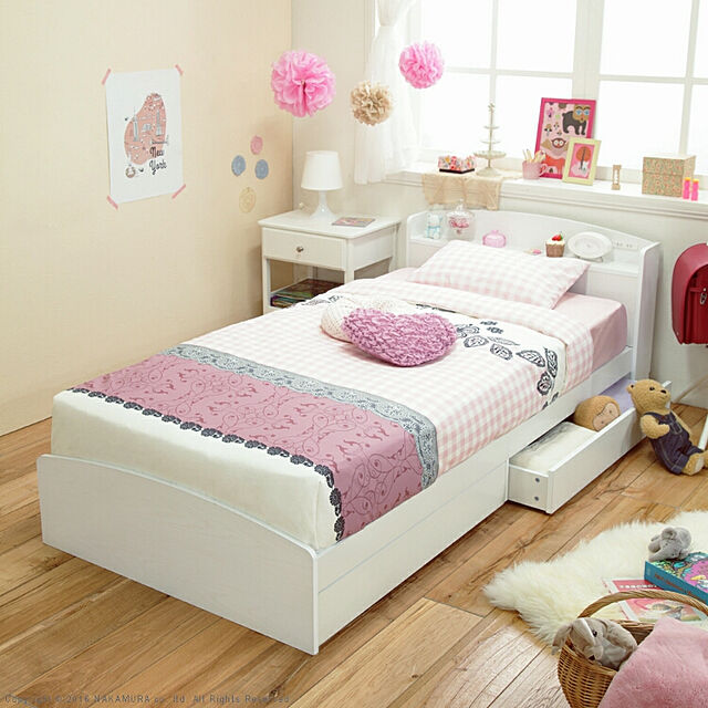 Rumoの-ベッド シングル 収納付きベッド ベッドフレーム ベッド下収納 ホワイト家具 姫系の家具・インテリア写真