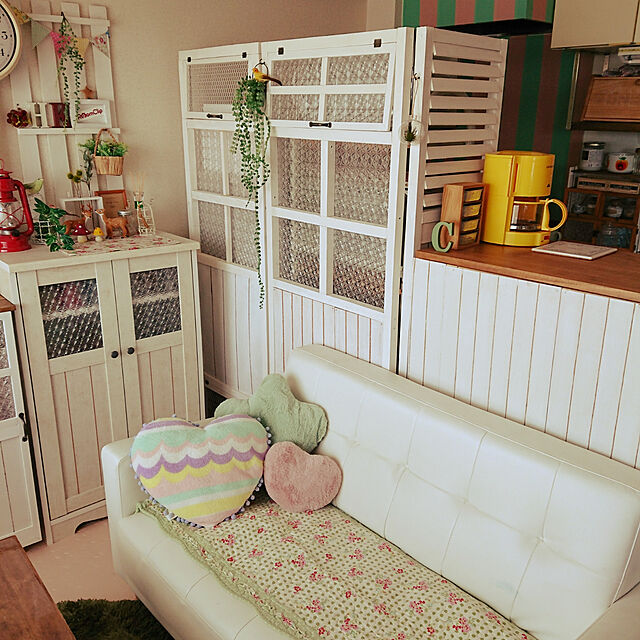 chachaのニトリ-キャビネット(リズバレーSLM9060G WH) の家具・インテリア写真