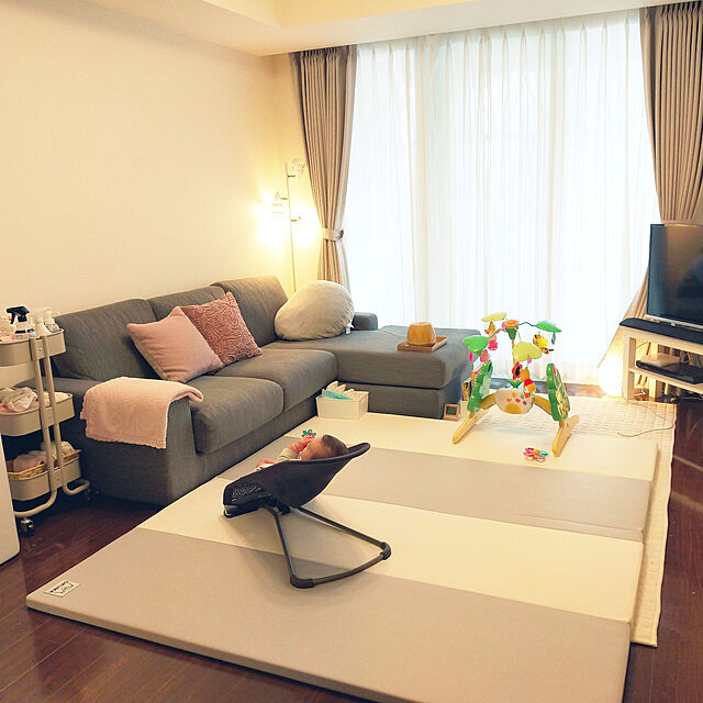 natsuのニトリ-布張りカウチソファ(NポケットA1N LO DR-GY) の家具・インテリア写真