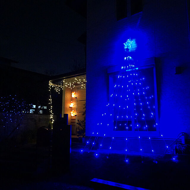 バラエティ本舗 イルミネーション ナイアガラ ネットライト 4.8m8本 （ブルー）リモコン付き ガーデンライト ドレープライト LED 電 - 5