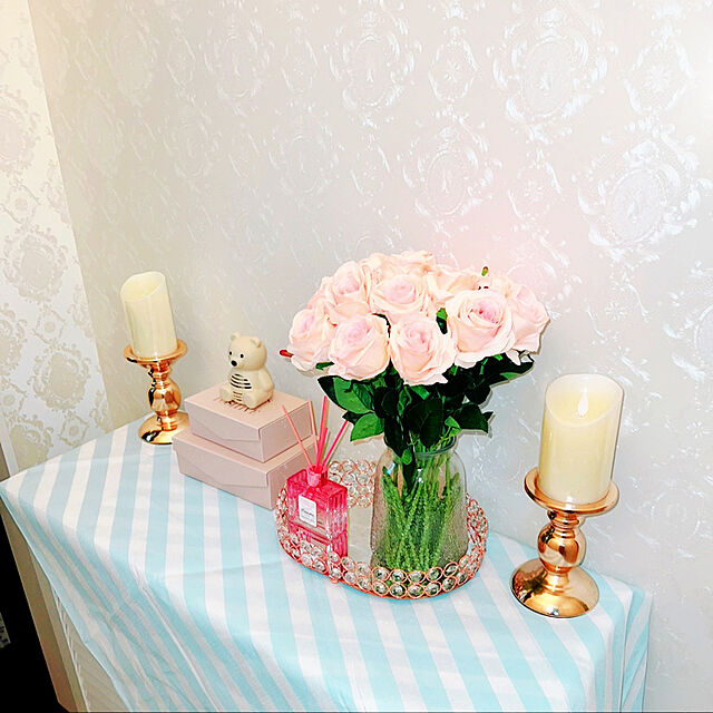 harukuumomiのIdentical International CO.,Ltd-VINCIGANT ピラーキャンドルホルダー ゴールド ローソク足ホルダー ダイニングテーブル、結婚式、パーティー、家の装飾のセンターピース用 （高さ16cm、2個）の家具・インテリア写真