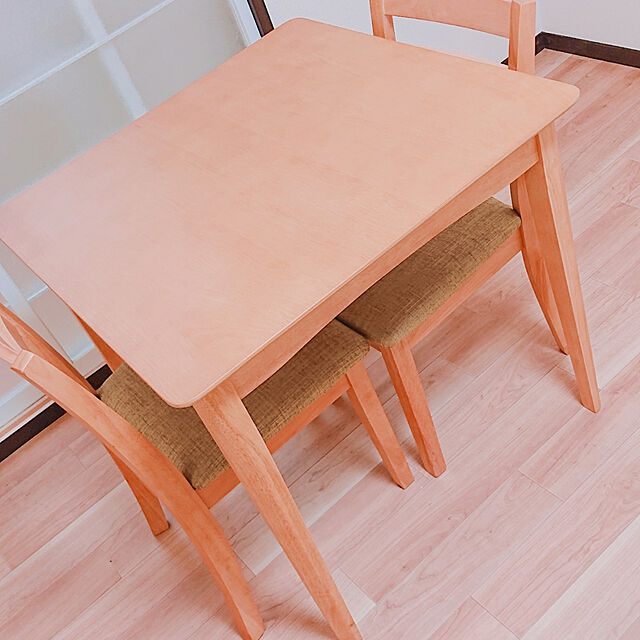 aichanのニトリ-モダンダイニングテーブル＋イス セット 75x75cm(オーク NA) の家具・インテリア写真