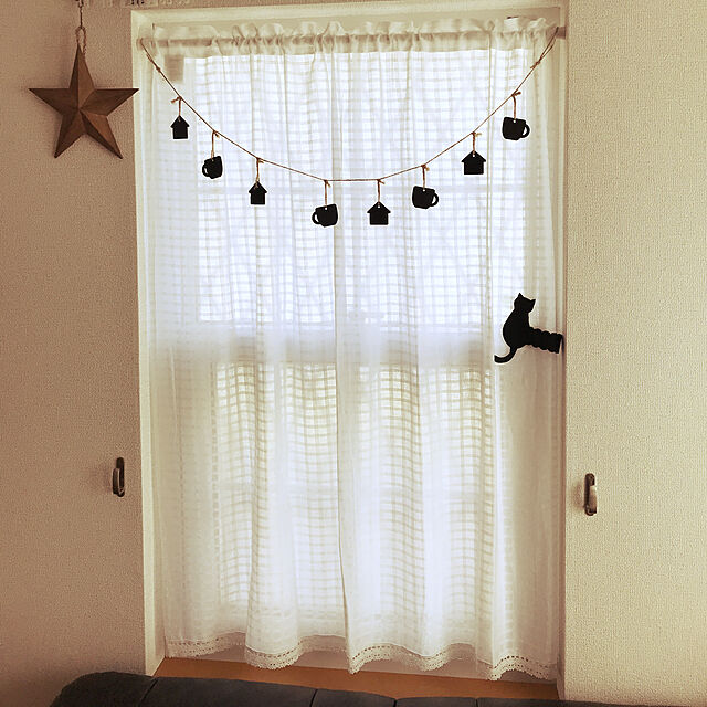 miyabiの-小窓カーテン カフェカーテン 【黒猫タムタム】（約100cm幅×110cm丈）の家具・インテリア写真