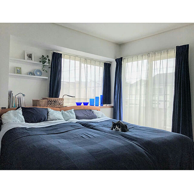 hiyo.pietのイケア-IKEA Original INDIRA ベッドカバー ダークブルー シングルサイズ用 150x250 cmの家具・インテリア写真