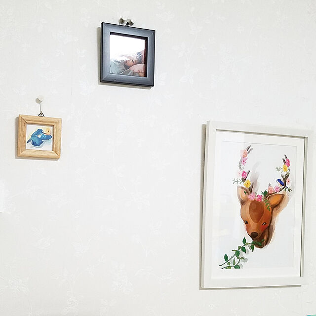 chiakisbgkの-壁掛けの鹿 絵画 イラスト A4サイズの家具・インテリア写真