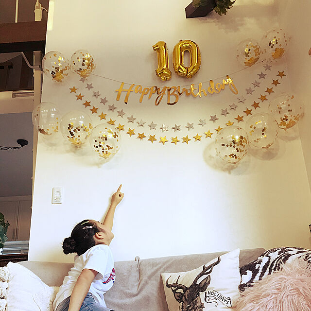 panic-partyの-誕生日 パーティー 飾り 風船 バルーン バースデー セット 数字 1歳 男 女 飾り付け HAPPYBIRTHDAY ガーランド パーティーグッズ 100日 記念の家具・インテリア写真