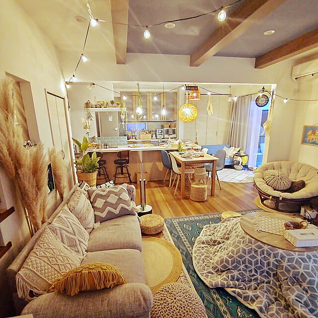 Soraの萩原-アンティーク絨毯風プリントラグ トルクメン 190×190 ターコイズの家具・インテリア写真