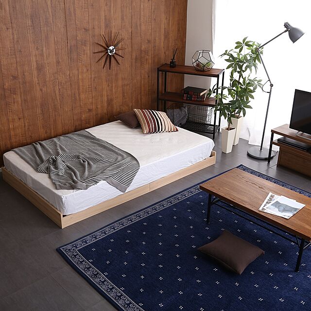 Grandeの-鉄脚付きすのこベッド セミダブル ボンネルコイルマットレスセット【OG】の家具・インテリア写真