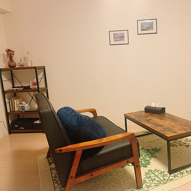 bluemika6のニトリ-2人用合皮ソファ(NシールドルッキKD BK) の家具・インテリア写真