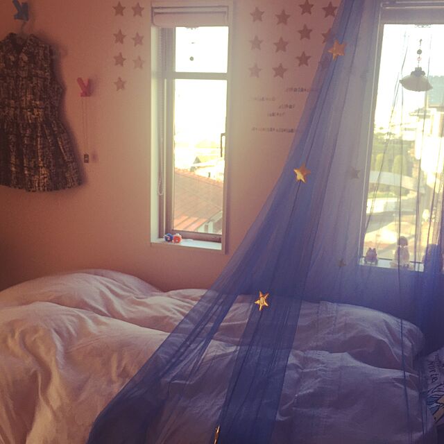 mumoの-天蓋カーテン　蚊帳　モスキートカーテン/ブルー　お星様の家具・インテリア写真
