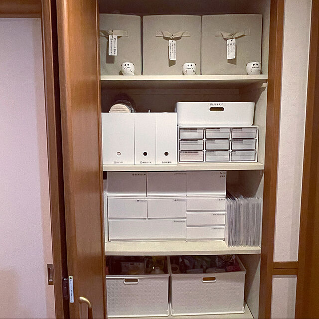 kawauso15のAmazon-Amazonベーシック 収納ボックス 折りたたみ式 6点セット 取っ手付き ベージュ 27×27×28cmの家具・インテリア写真