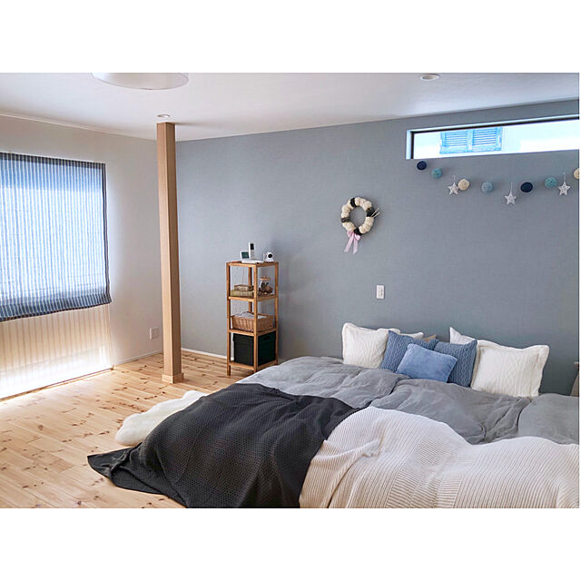 kazumi_innbの無印良品-ベッドフレーム・ダブル・オーク材の家具・インテリア写真
