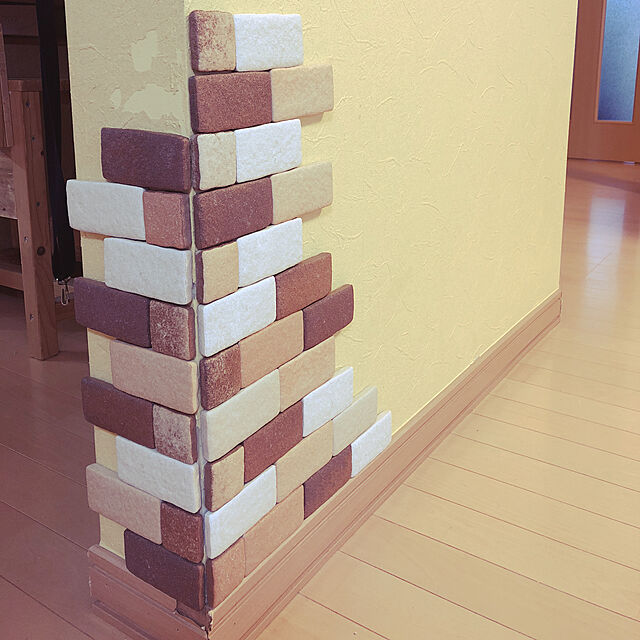 ichirinの-壁紙シール 軽量レンガ タイル かるかるブリック Sサイズ(ミニサイズ) 半丁(ハーフサイズ) 60枚入両面テープ付の家具・インテリア写真