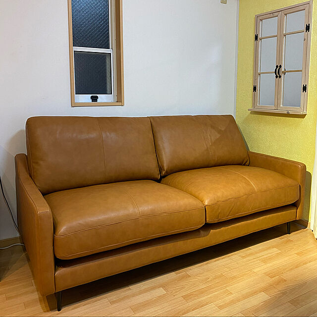 Mahiyoのニトリ-3人掛け本革ソファ(ボルトン2 MBR) の家具・インテリア写真