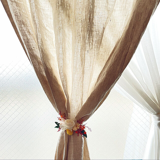 HanyuのKOSMU-リネンカーテン（幅200㎝・リップルハーフタイプ・2枚組両開き）＿Seashell（シーシェル）オーダーカーテンの家具・インテリア写真