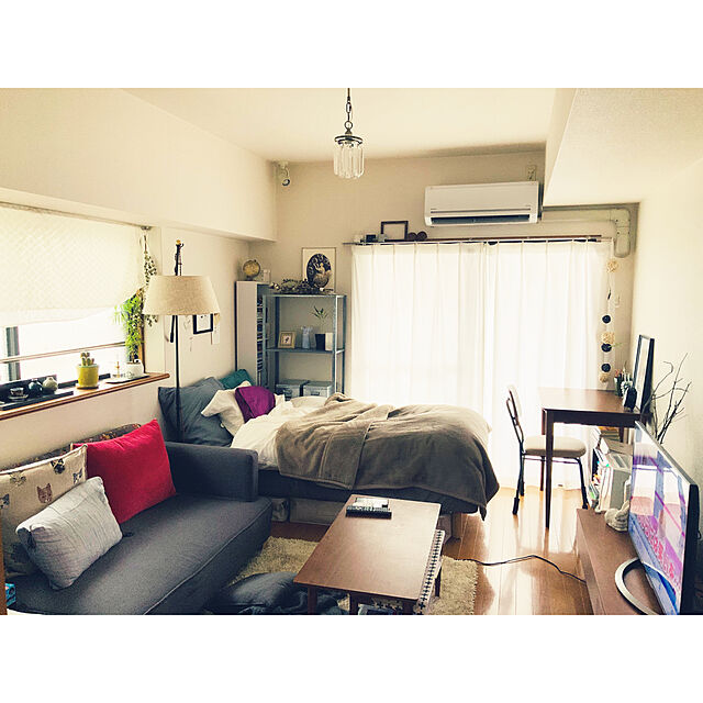 tomokamotoの無印良品-壁に付けられる家具・ミラー・小・ウォールナット材の家具・インテリア写真