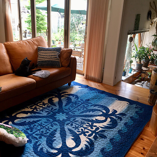 pitaの-クッションカバー デニム 約45×45cm おしゃれ 綿 麻 長方形 30×50cm ブルー 青 ファブリック インド製 手織り 西海岸 男前 32101の家具・インテリア写真